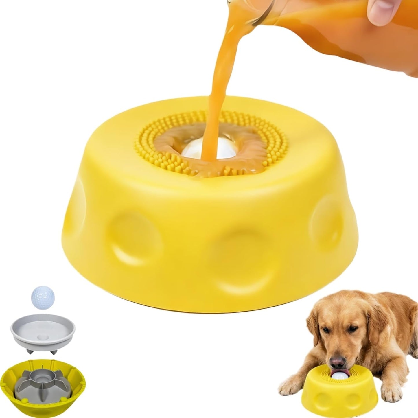 Silicone Lick Bowl for Dogs with Suction Cup Base, Anti-Slip Slow Feeder for Liquid Treats, Interactive Tongue Cleaning Dog Lick Bowl, Dishwasher Safe for Small Medium Large Pets(Gray)