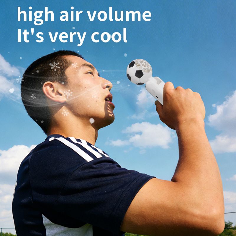 2026 New Soccer‑Themed Portable Handheld Fan, USB Rechargeable with Neck Wrist Strap, Semiconductor Cooling, 10H Battery, Digital Display LED Light for Outdoor Travel Desk