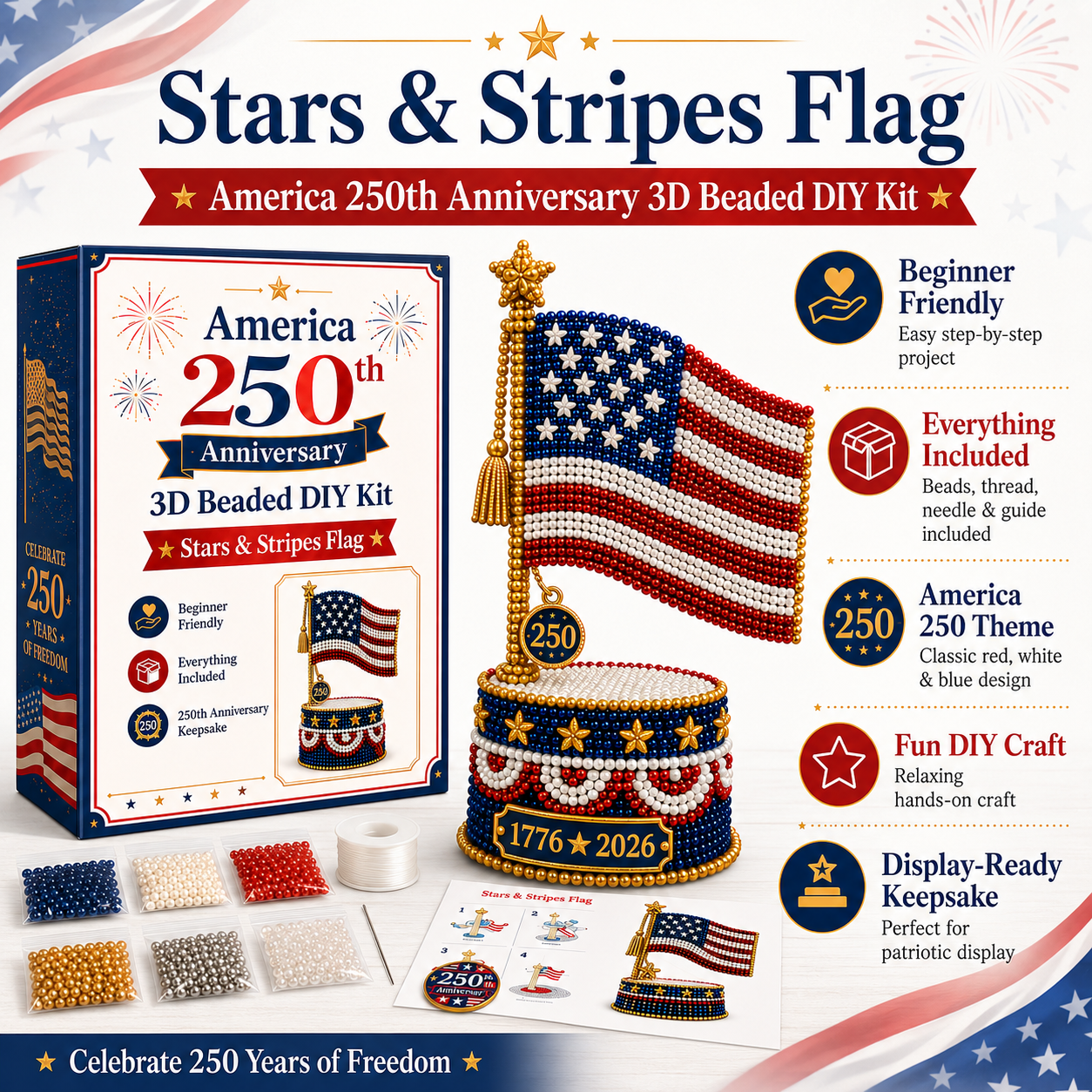 America 250th Anniversary 3D Beaded DIY Kit