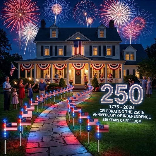 🔥Last Day 50% OFF🔥8 Solar American Flag Pathway Lights – Red, White & Blue Yard Glow for 250th Independence Celebration 🇺🇸✨