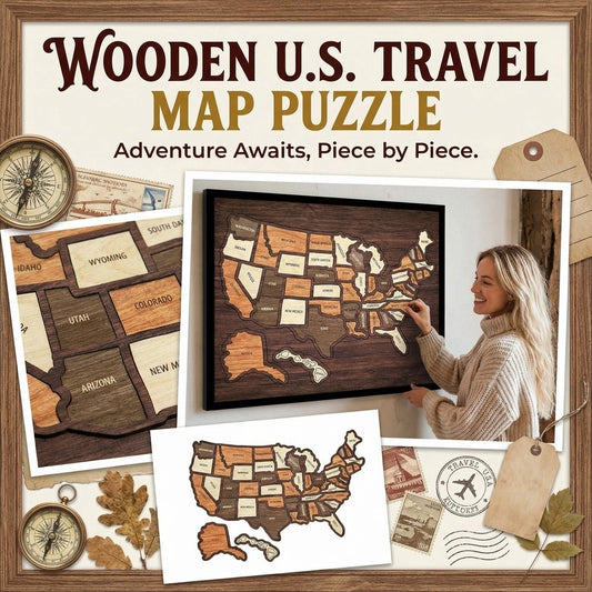 Wooden USA Travel Map Puzzle🧩A Stylish Way to Track Your Journey & Memories