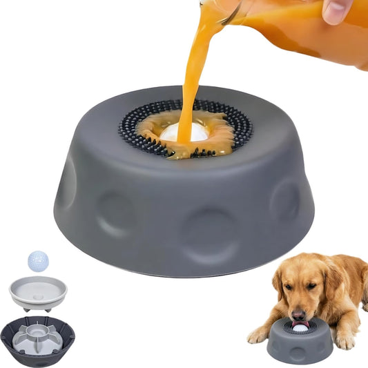 Silicone Lick Bowl for Dogs with Suction Cup Base, Anti-Slip Slow Feeder for Liquid Treats, Interactive Tongue Cleaning Dog Lick Bowl, Dishwasher Safe for Small Medium Large Pets(Gray)