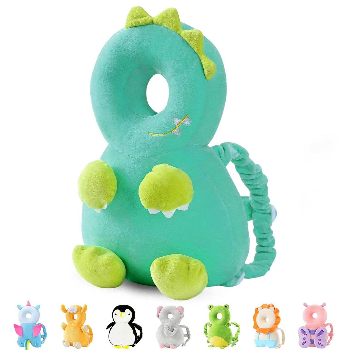 Baby Head Protector Backpack, Toddler Walking Fall Head Protection, Green Turtle