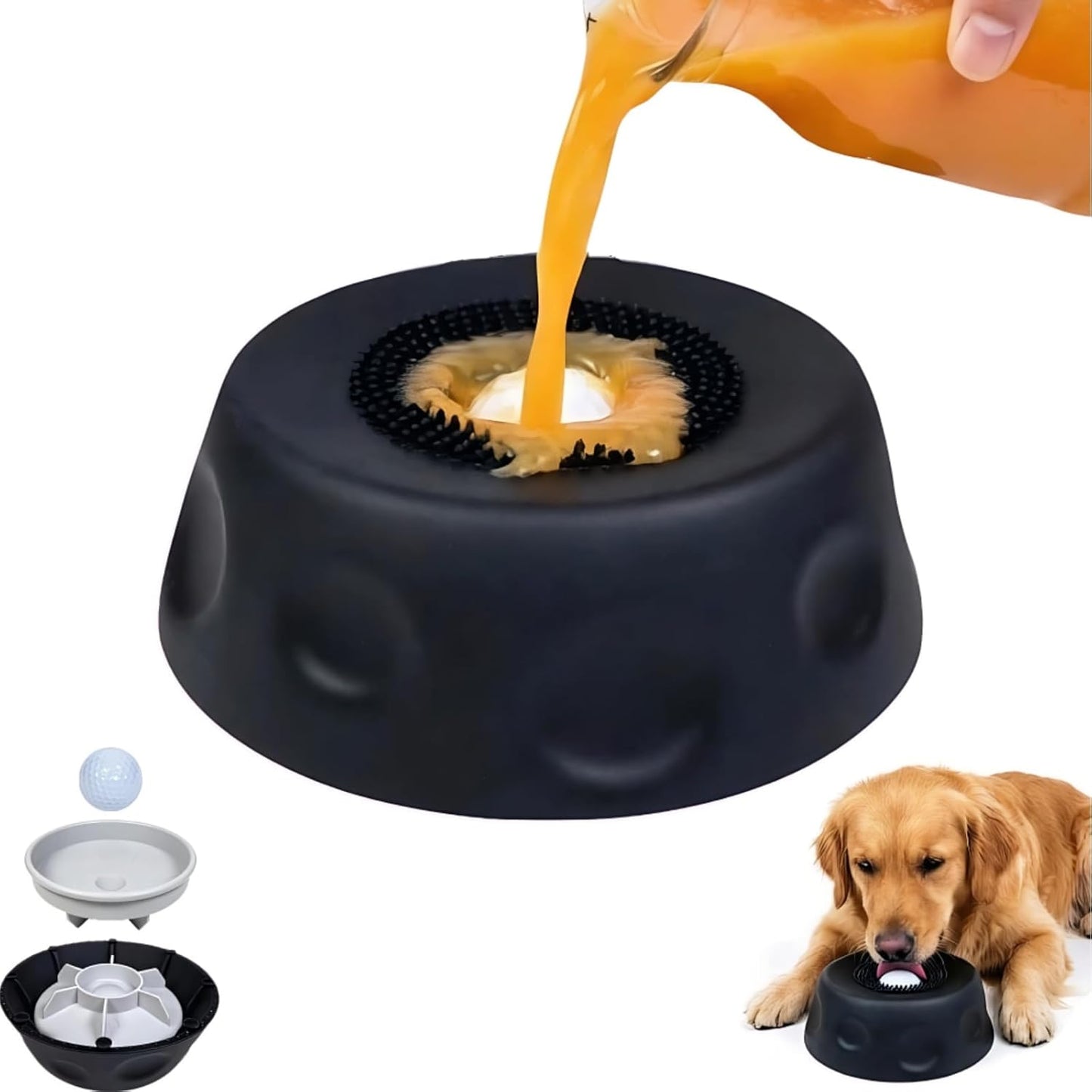 Silicone Lick Bowl for Dogs with Suction Cup Base, Anti-Slip Slow Feeder for Liquid Treats, Interactive Tongue Cleaning Dog Lick Bowl, Dishwasher Safe for Small Medium Large Pets(Gray)