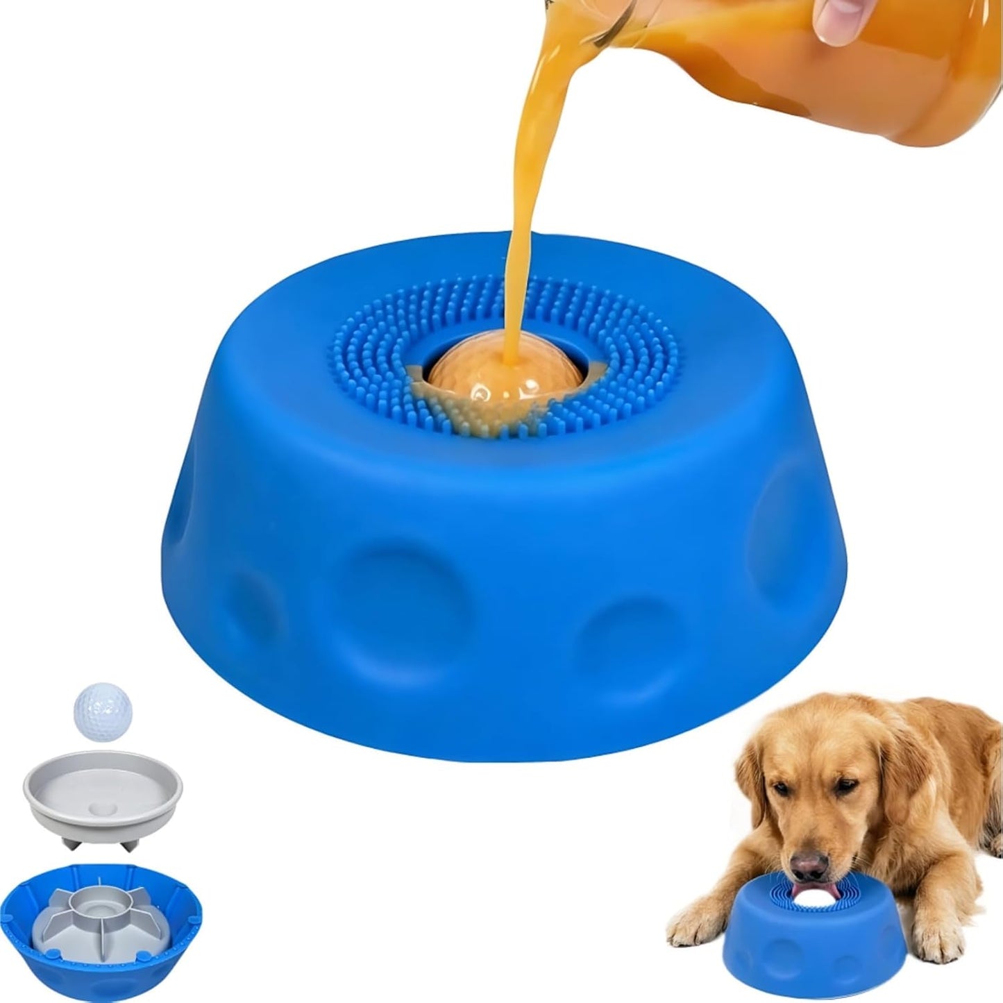 Silicone Lick Bowl for Dogs with Suction Cup Base, Anti-Slip Slow Feeder for Liquid Treats, Interactive Tongue Cleaning Dog Lick Bowl, Dishwasher Safe for Small Medium Large Pets(Gray)