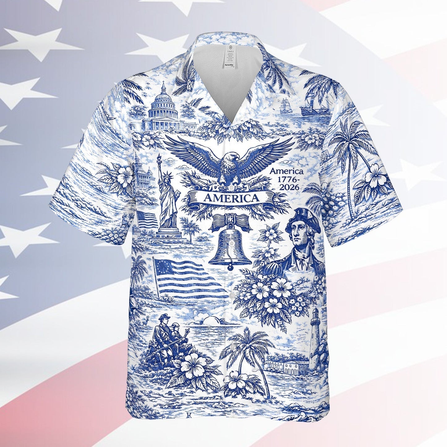 🇺🇸 250th Anniversary Patriotic Hawaiian Shirt 1776–2026 | Vintage American Heritage AOP Summer Shirt