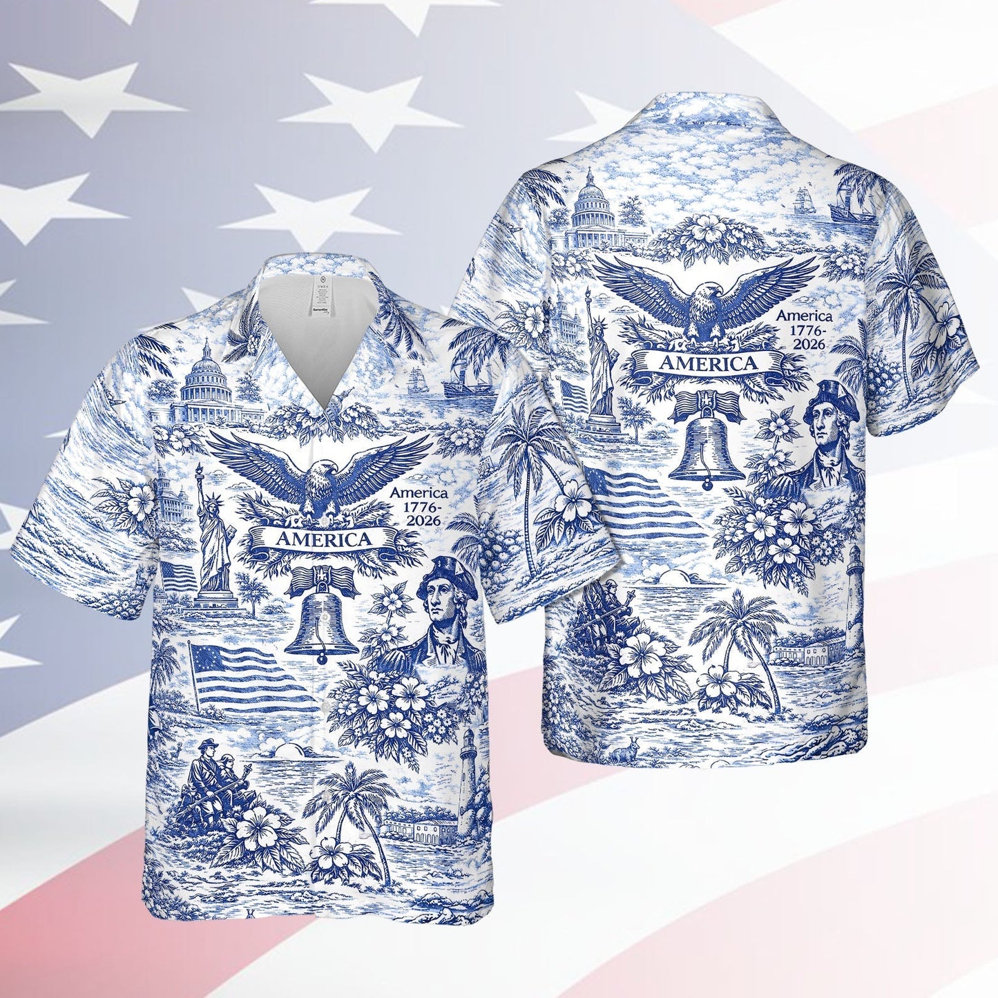 🇺🇸 250th Anniversary Patriotic Hawaiian Shirt 1776–2026 | Vintage American Heritage AOP Summer Shirt