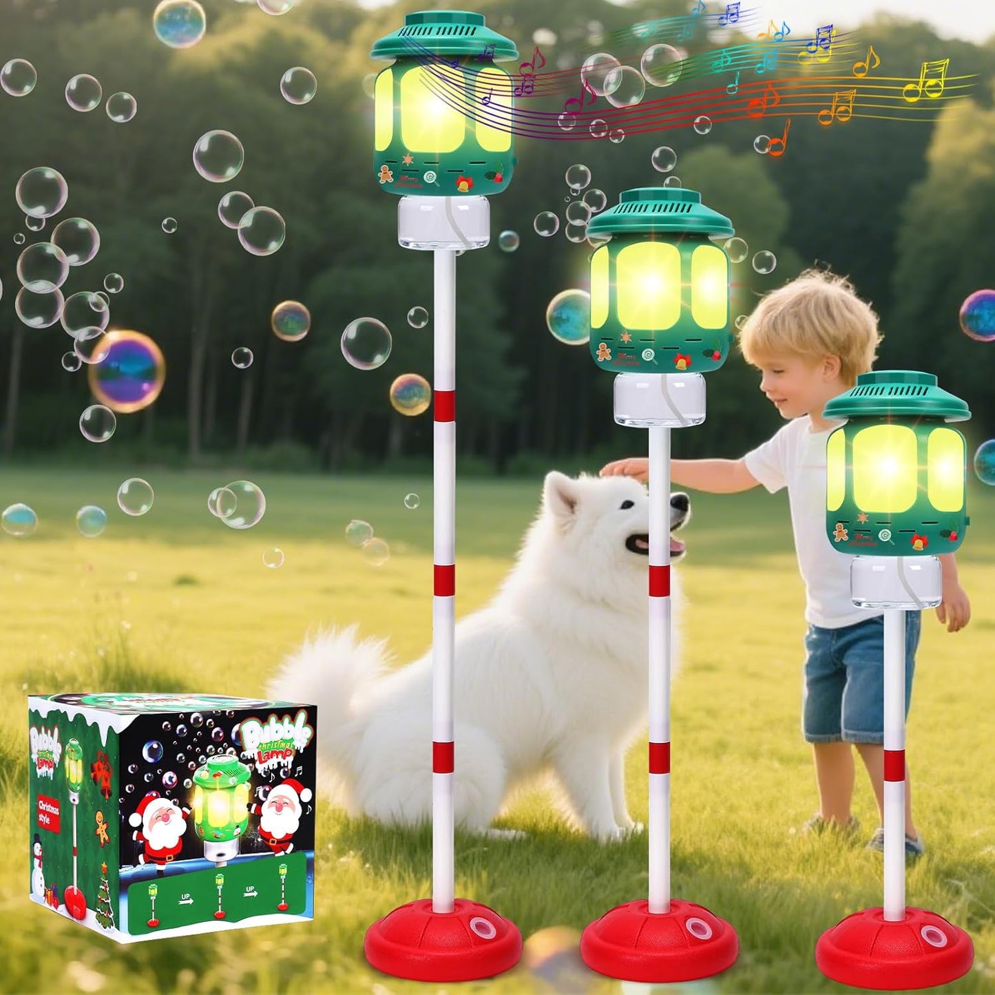 Torch Bubble Machine Maker Stand, Adjustable Height Magical Bubble Torch Garden Lamp Rechargeable Automatic Endless Bubble Fun for All (Blue)
