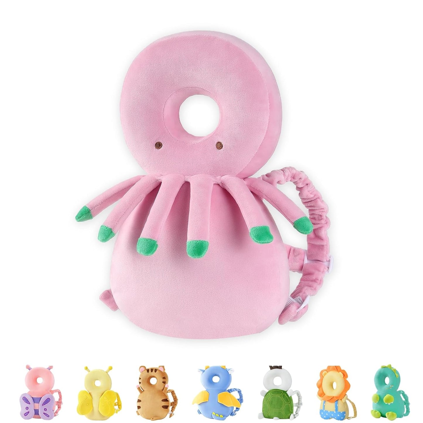 Baby Head Protector Backpack, Toddler Walking Fall Head Protection, Green Turtle