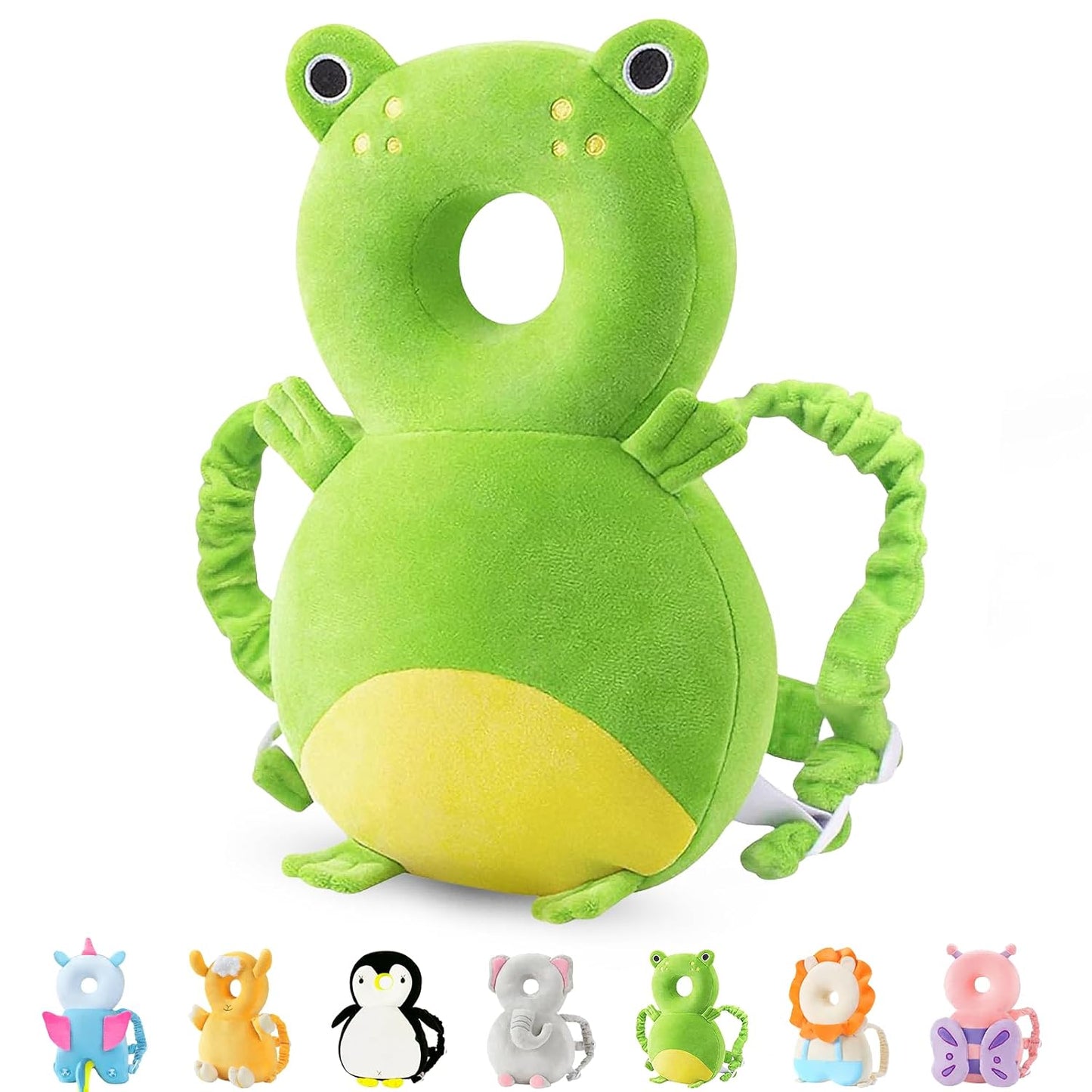 Baby Head Protector Backpack, Toddler Walking Fall Head Protection, Green Turtle
