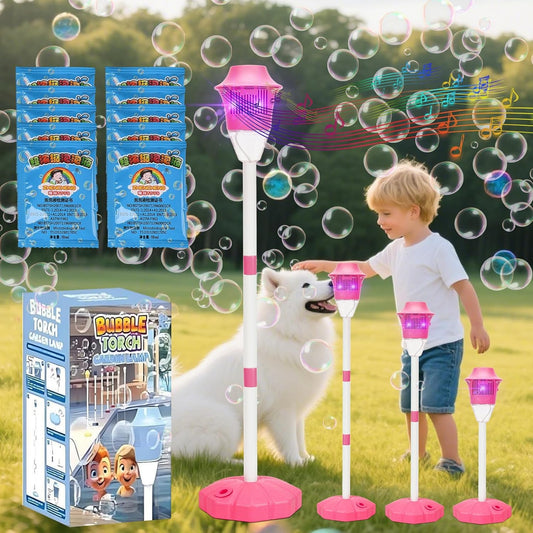 Torch Bubble Machine Maker Stand, Adjustable Height Magical Bubble Torch Garden Lamp Rechargeable Automatic Endless Bubble Fun for All (Blue)