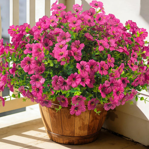 20 Bundles Artificial Flowers for Outdoors, UV Resistant Fake Plants Flowers Greenery Shrubs Plants for Decoration Outside Plants Hanging Planter Home Garden Decor (Mix（6 Color）)