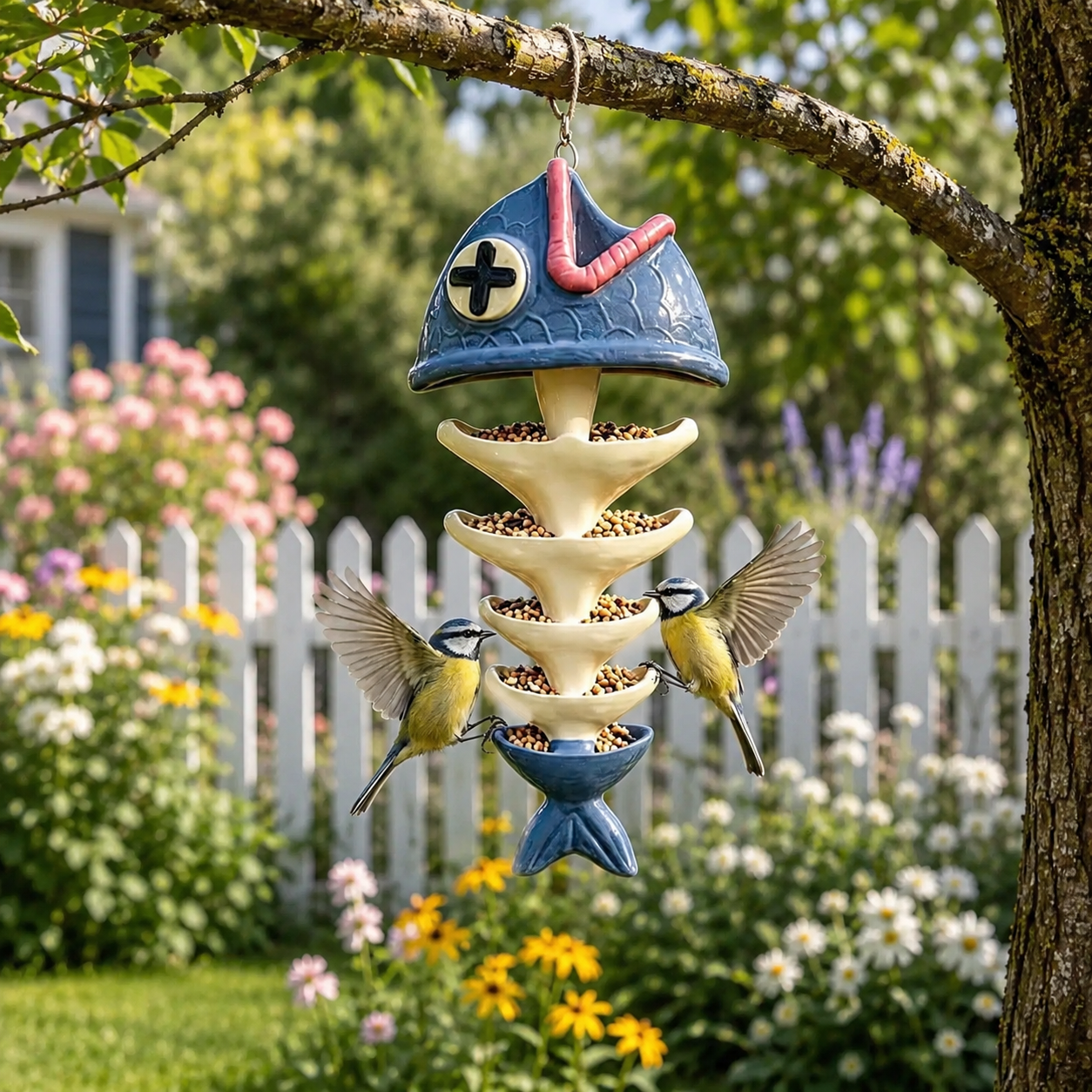 🐟Fish bones suspended Skeleton Bird Feeder🐦✨