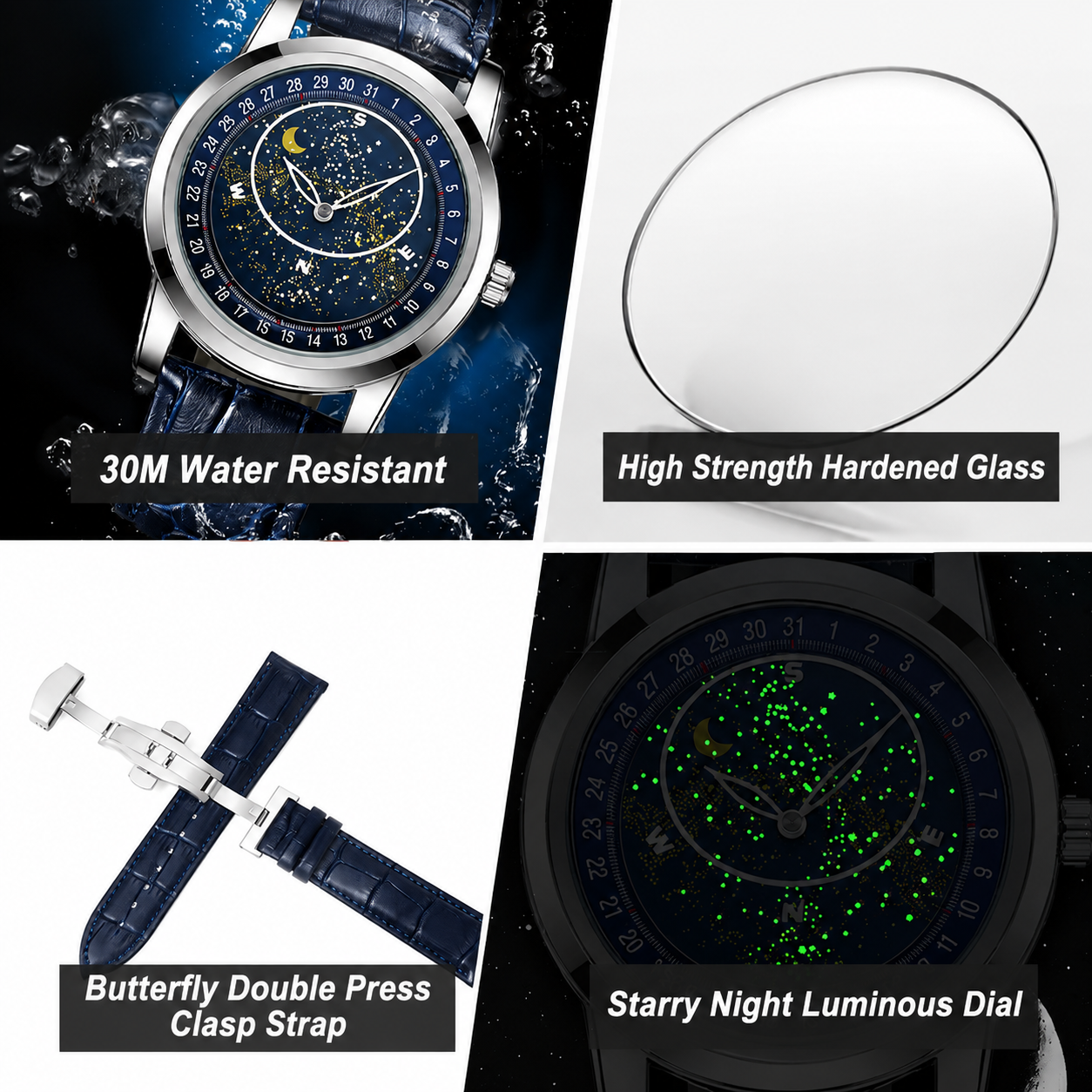 🔥New Launch Special: 30% Off -- Men's Fashion Fully Automatic Mechanical Watch with Rotating Starry Sky Dial — Waterproof & Luminous