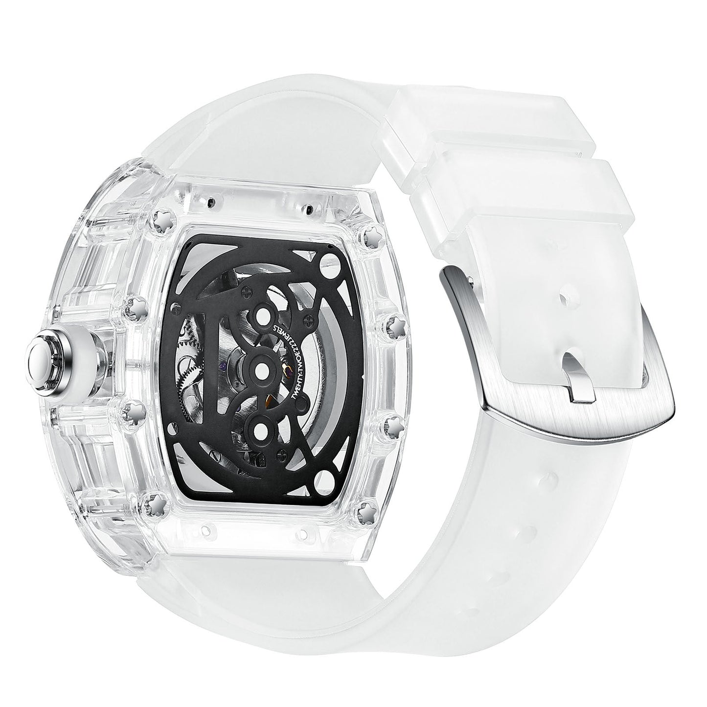 Transparent Tonneau-Shaped Waterproof Skeleton Automatic Mechanical Men's Watch — A Stylish Men's Wristwatch