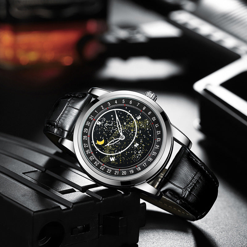 🔥New Launch Special: 30% Off -- Men's Fashion Fully Automatic Mechanical Watch with Rotating Starry Sky Dial — Waterproof & Luminous