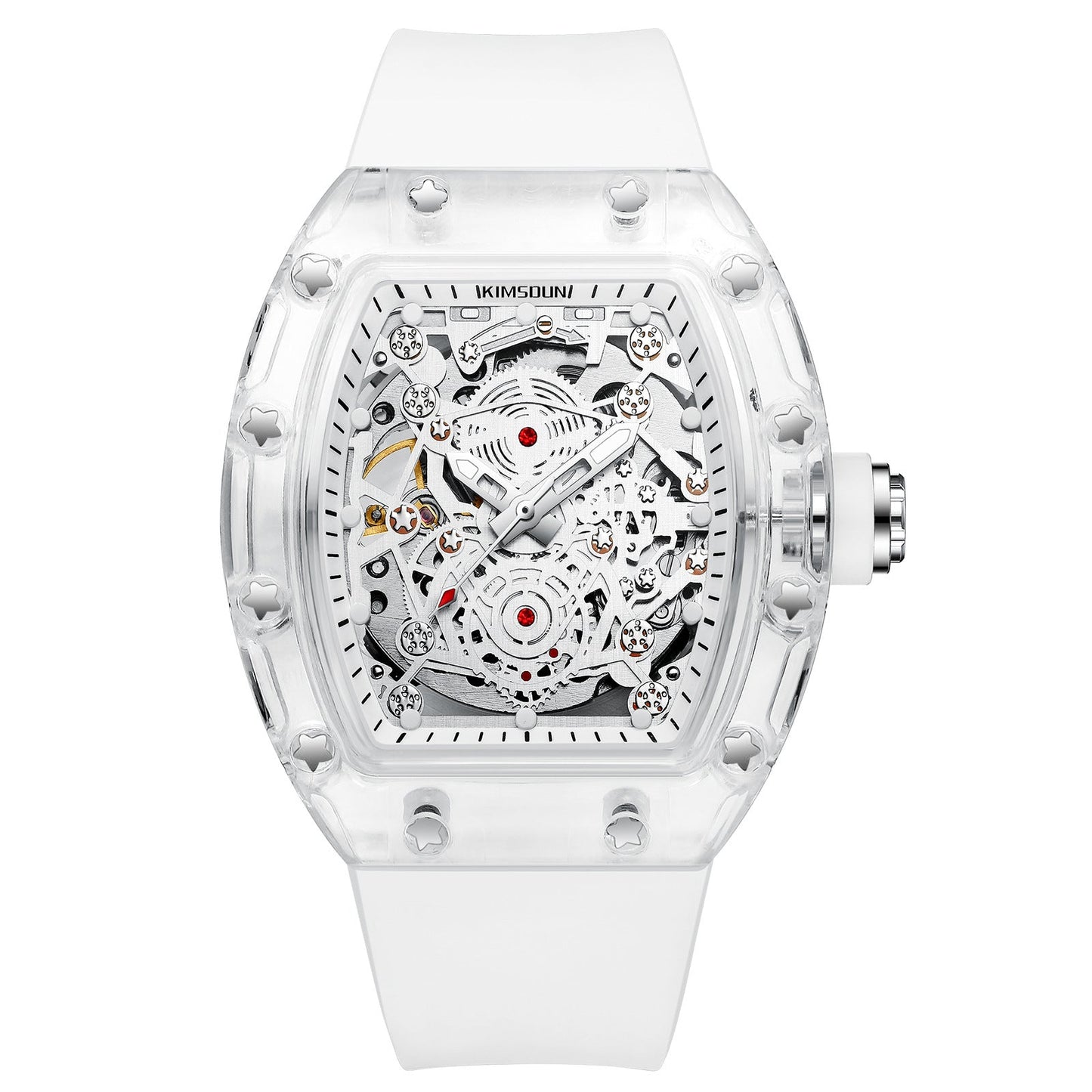 Transparent Tonneau-Shaped Waterproof Skeleton Automatic Mechanical Men's Watch — A Stylish Men's Wristwatch