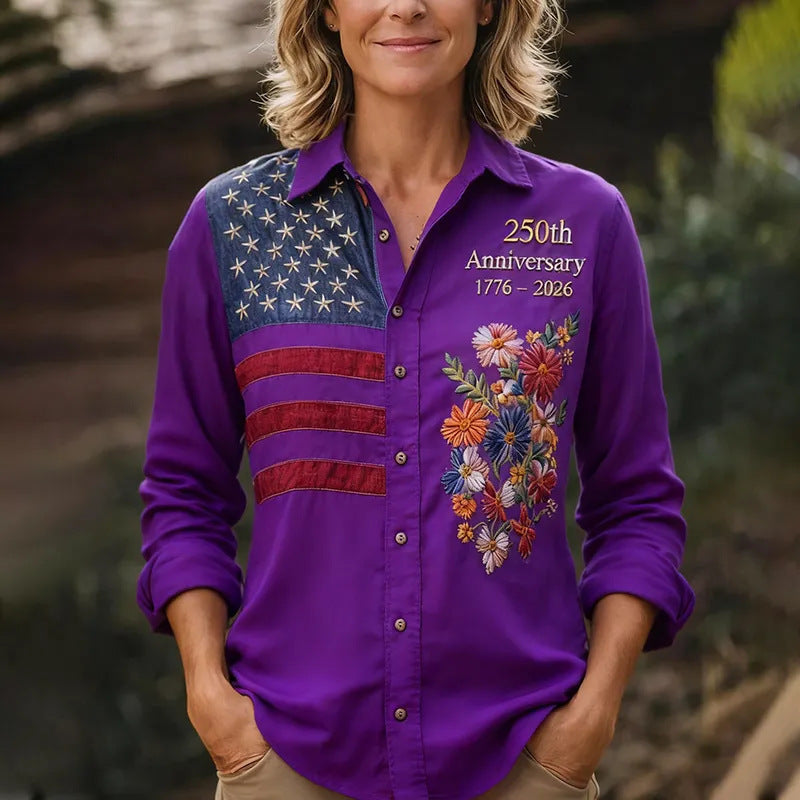 🔥Limited-time 70%OFF🎉2026 Summer Latest Vintage Floral Pattern American Flag Shirt