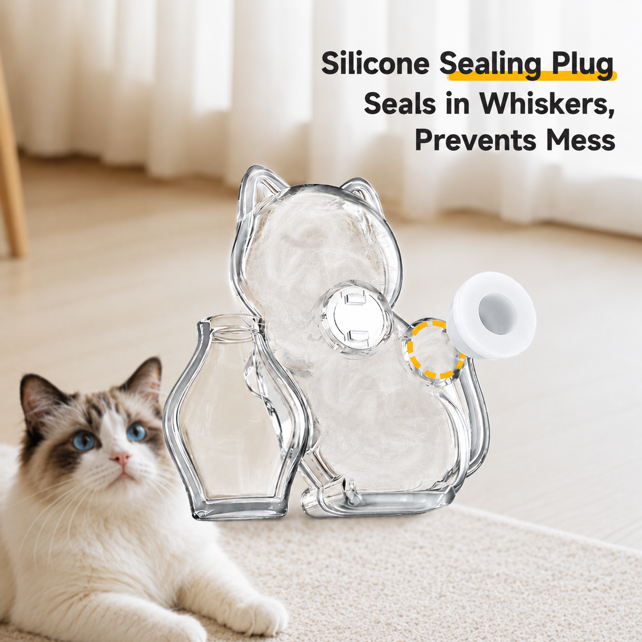🐱🐾Transparent Cat Hair Storage Whiskers Collector