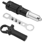 Pop Rivet Gun Adapter Kit, Rivet Drill Attachment with 4 Rivets Heads 2.4mm/3.2mm/4.0mm/4.8mm, Cordless Electric Drill Riveter Insert Nut Tool, Cordless Rivet Gun Power Drill Adaptor Kit